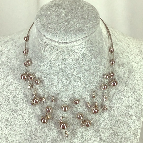 Jewelry - Necklace jewelry silver Tone bead glass Rhinestone